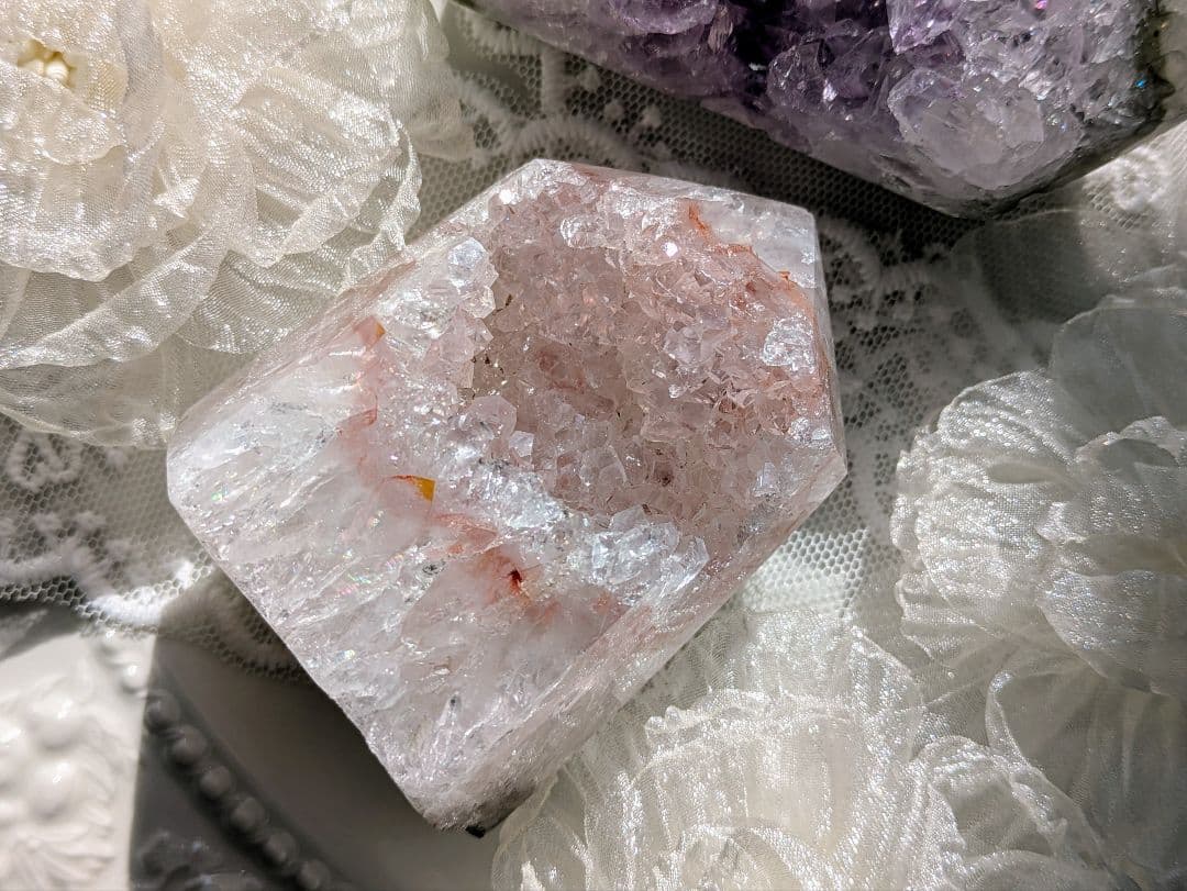 希少　ピンク✕ホワイト　♡瑪瑙タワー　ジオード♡