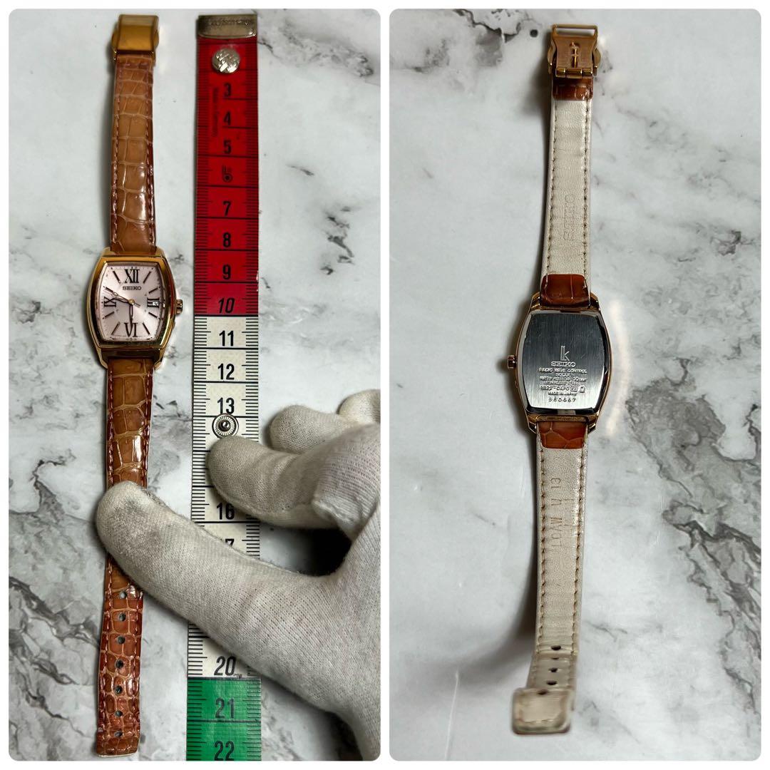 稼働美品 セイコールキア レディース腕時計 1B22-0AP0 トノー型 ピンク