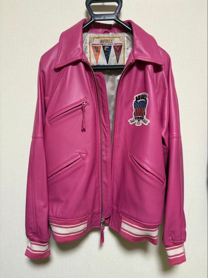 AVIREX ピンク レザージャケット Mサイズ