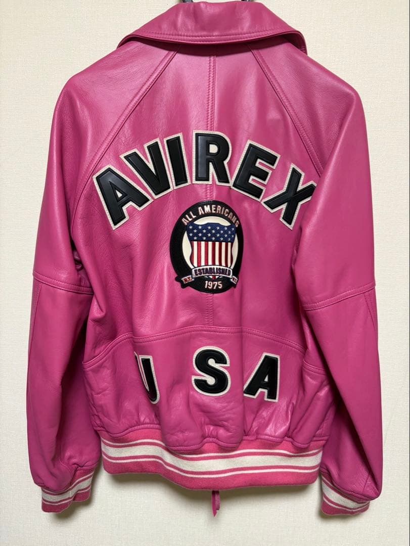AVIREX ピンク レザージャケット Mサイズ