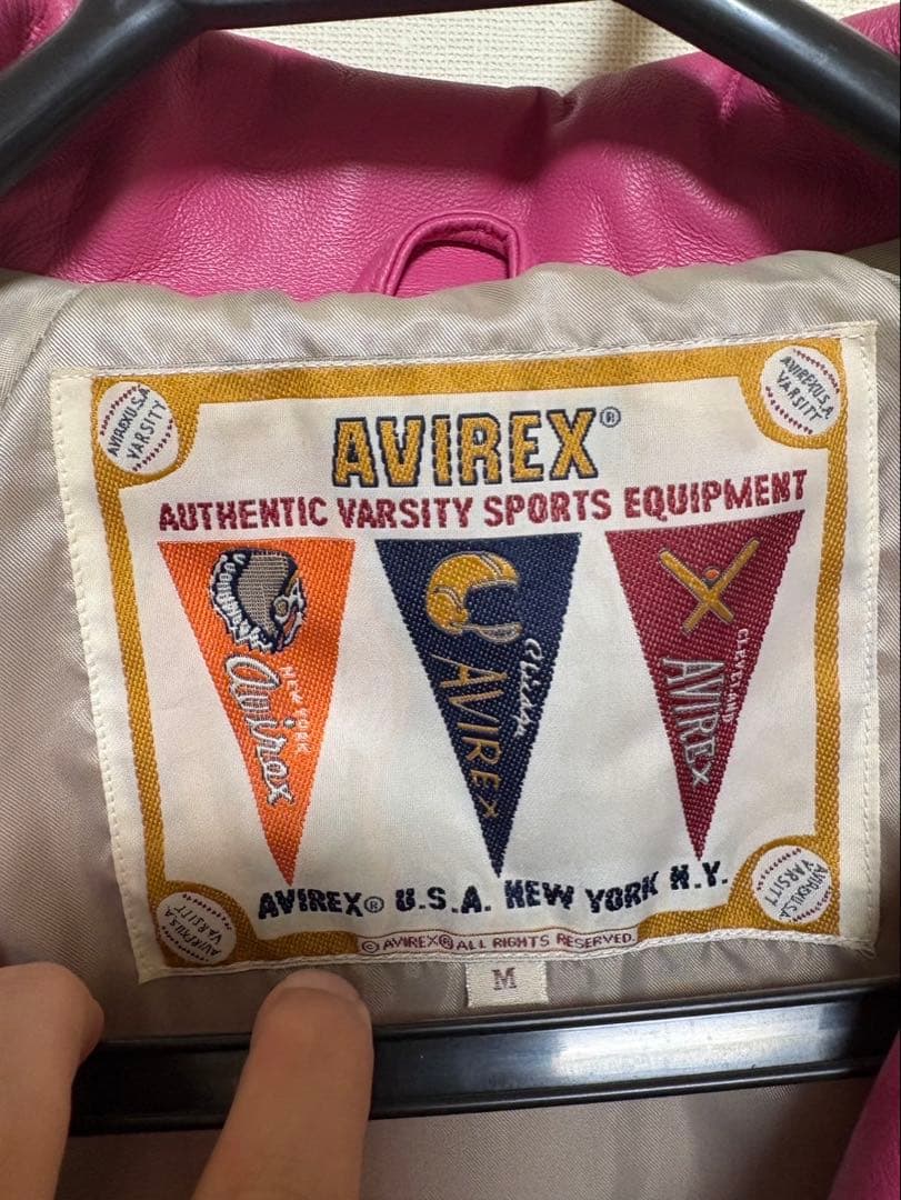 AVIREX ピンク レザージャケット Mサイズ