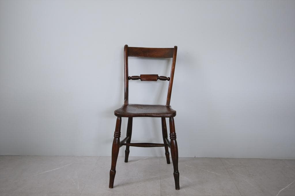 英国アンティーク木製キッチンチェア/ダイニングイス椅子/飾り棚(92-16-1)