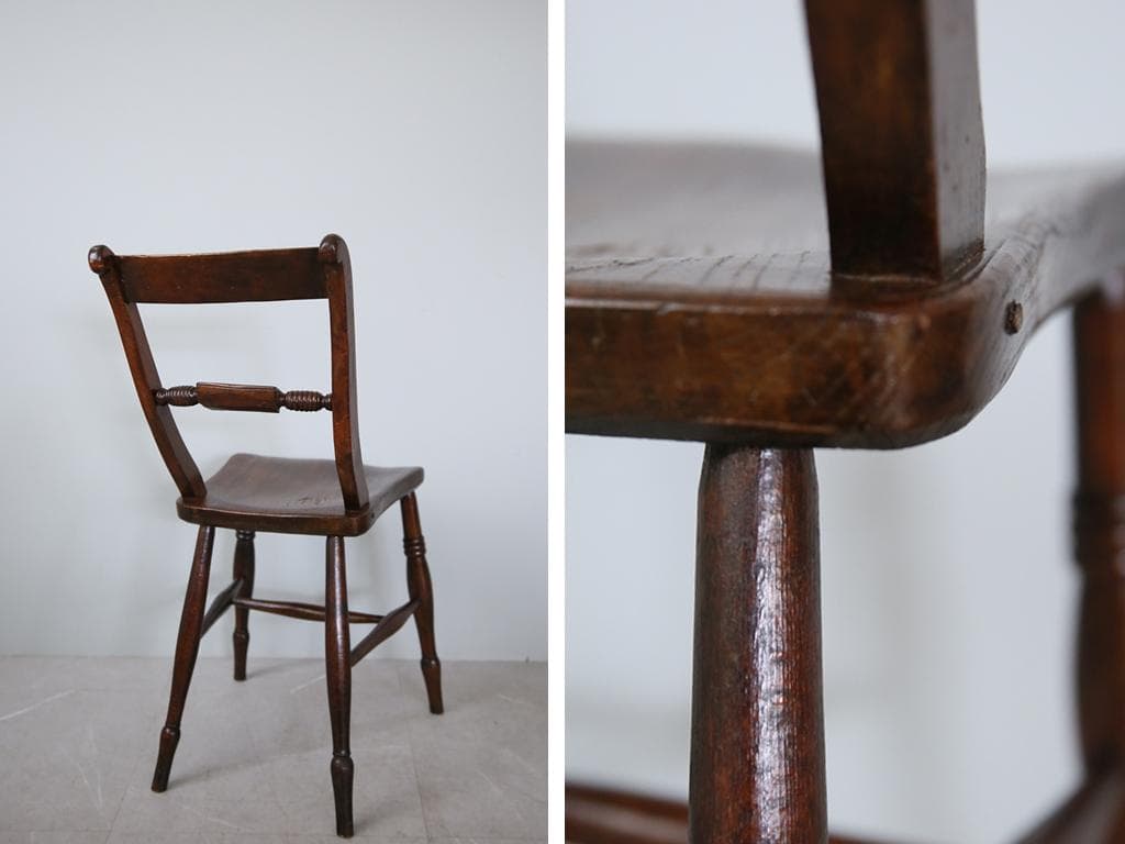 英国アンティーク木製キッチンチェア/ダイニングイス椅子/飾り棚(92-16-1)