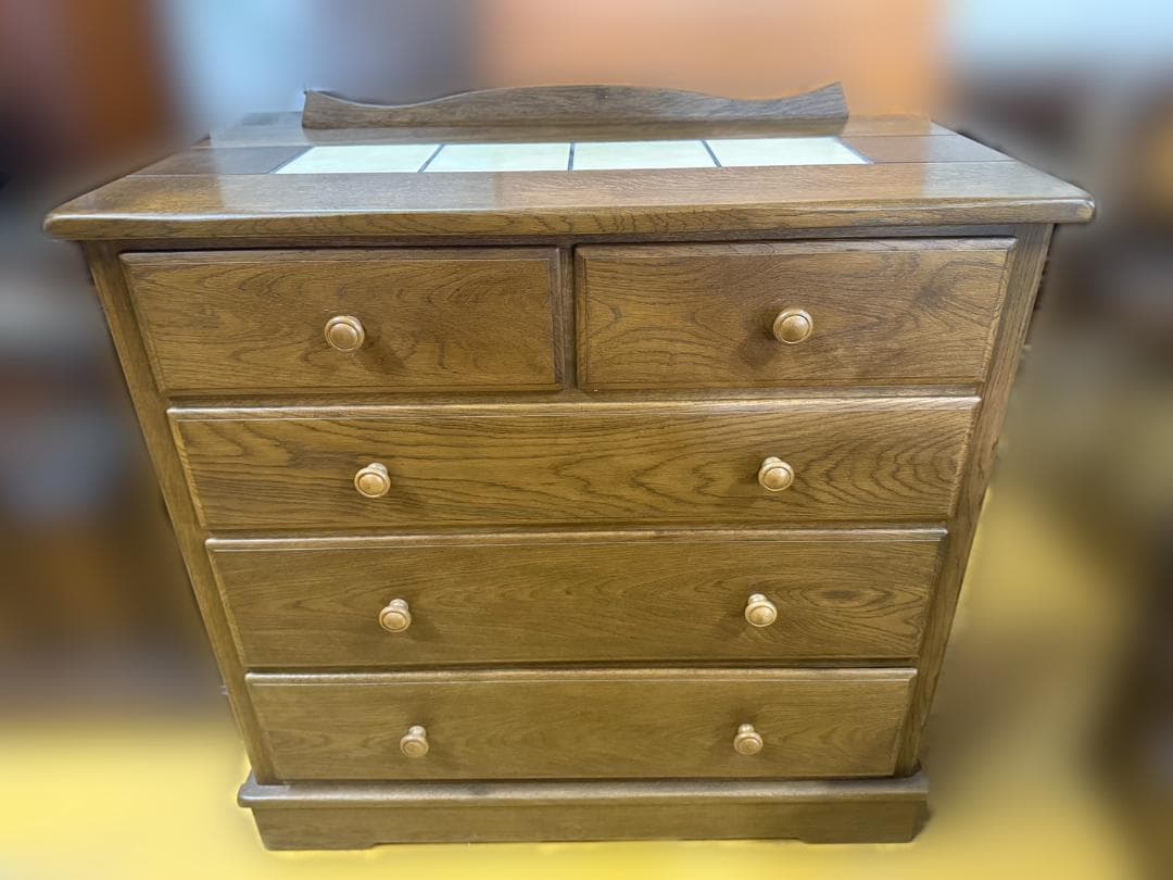 木製 タイル天板 4段チェスト