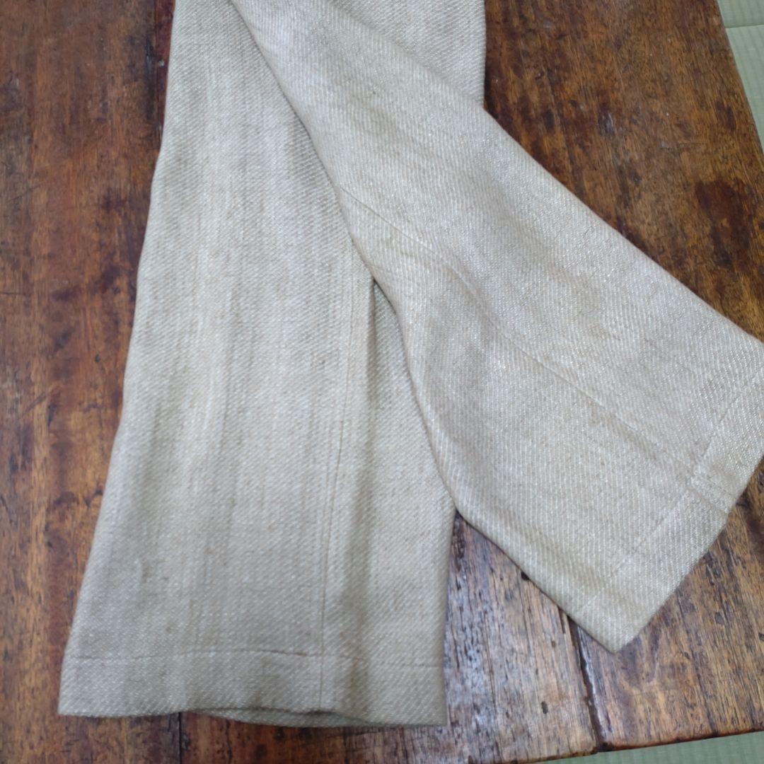 45R☆二重織り 天然リネンワイドパンツ/ナチュラルベージュ♪