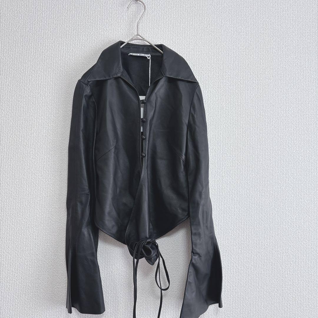 M*i様 Acne Studios レディース 本革レザージャケット 黒 ショー