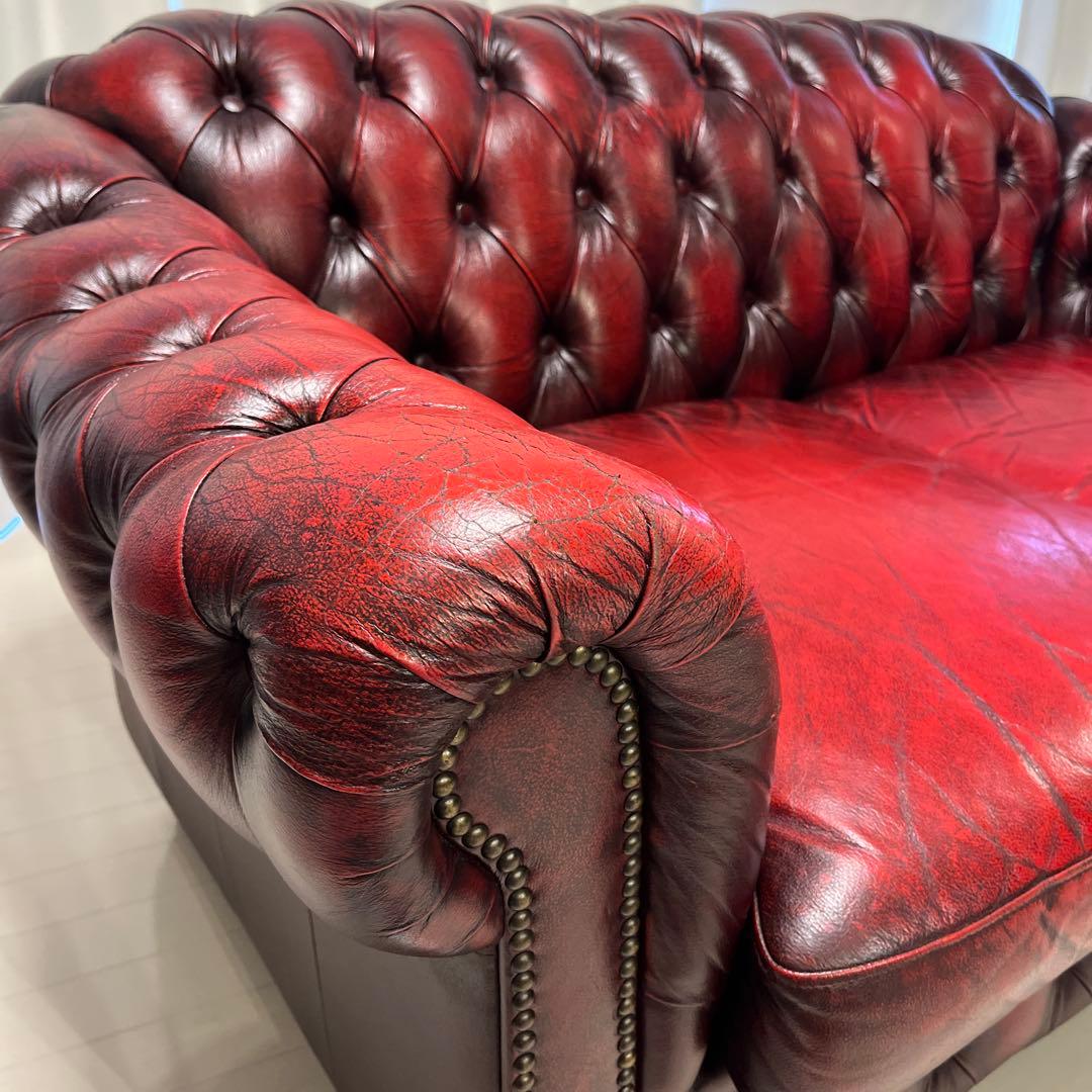 チェスターフィールド　ソファ　2人掛け　本革　ヴィンテージ