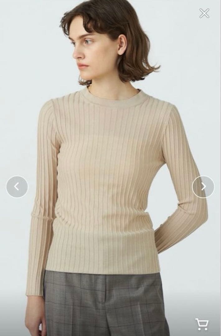 【2回着用】トゥモローランド　カシミヤシルクリブ クルーネックプルオーバー