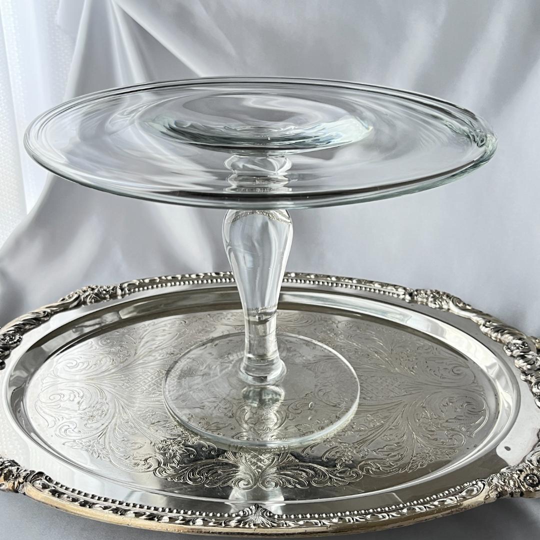 【英国】 クリスタルのケーキスタンド / オブジェスタンド【ガラス】