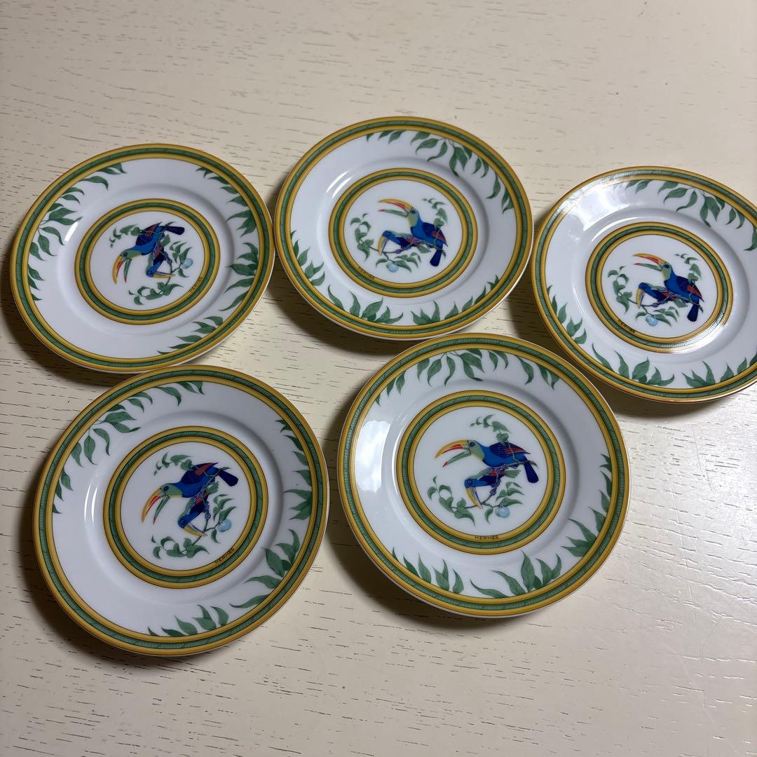 HERMES Toucans デザイン 皿 5枚セット