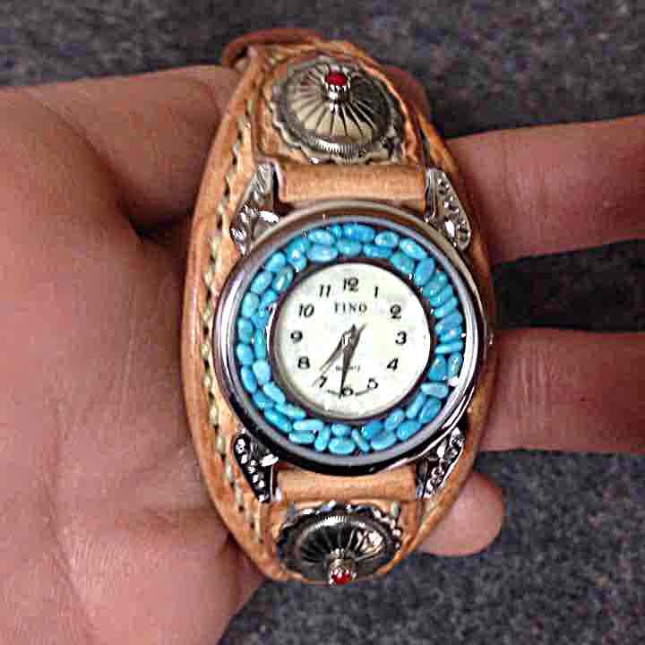 レザーウォッチ ターコイズ オーダーメイド