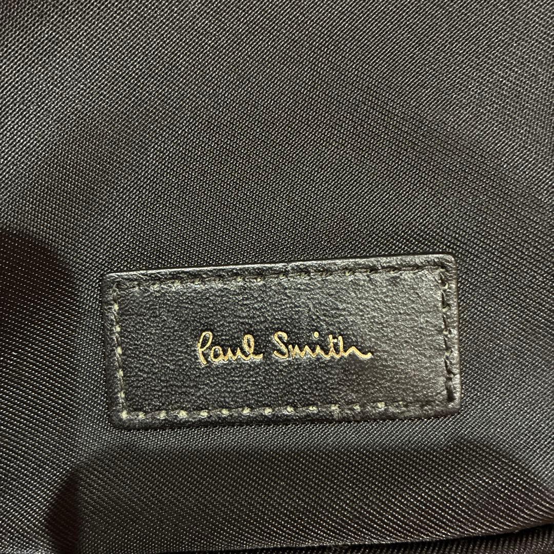 【美品】ポールスミス マルチストライプ ボディバッグ ブラック ロゴ