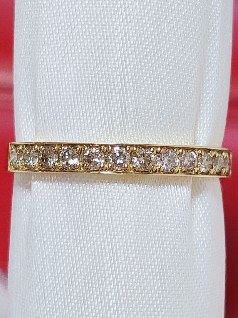 新入荷 未使用 k18YG ダイヤモンド0.30ct ハーフエタニティリング