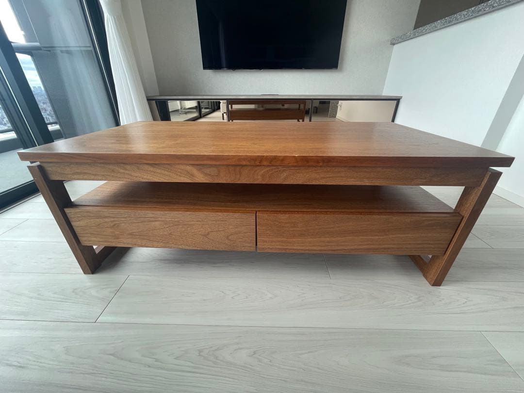 木製センターテーブル 引き出し2つ