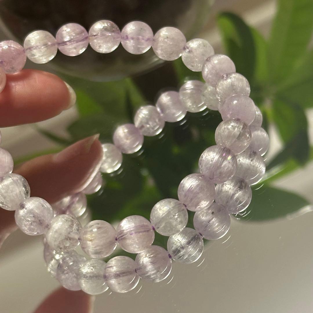 グレード高【高品質】クンツァイト シラー 美しい 天然石 ブレスレット 8mm