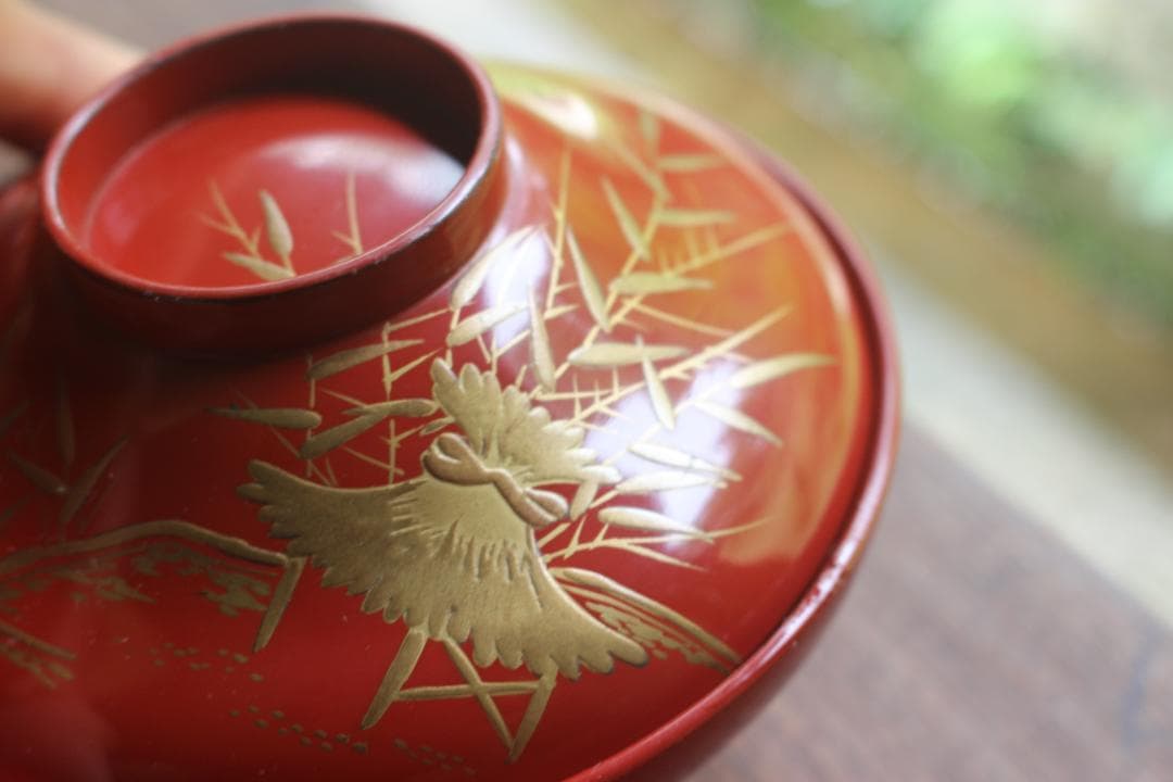 絵柄選択可！時代朱漆に優美な絵替風物蒔絵の映えるお椀7点（検輪島塗蒔絵椀