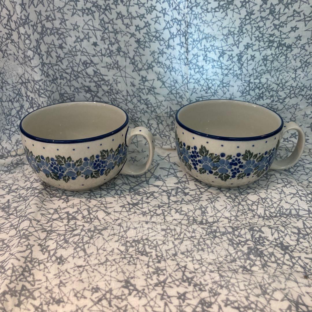 ポーリッシュポタリー　ポーランド食器　スープカップ　2個セット　ツェラミカ