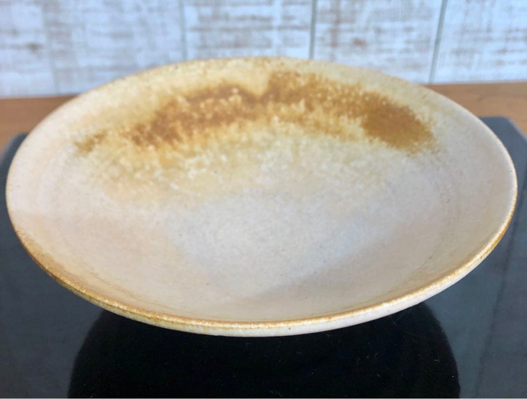 〈未使用〉大ぶりの平茶碗　失透　流し釉　たち吉　茶碗　抹茶碗　茶道具