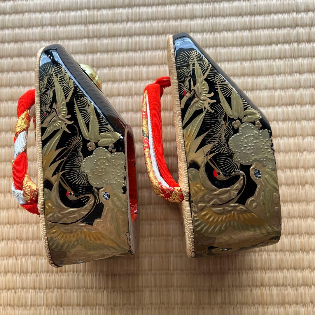 七五三　高級黒地塗り　ぽっくり　鈴付き