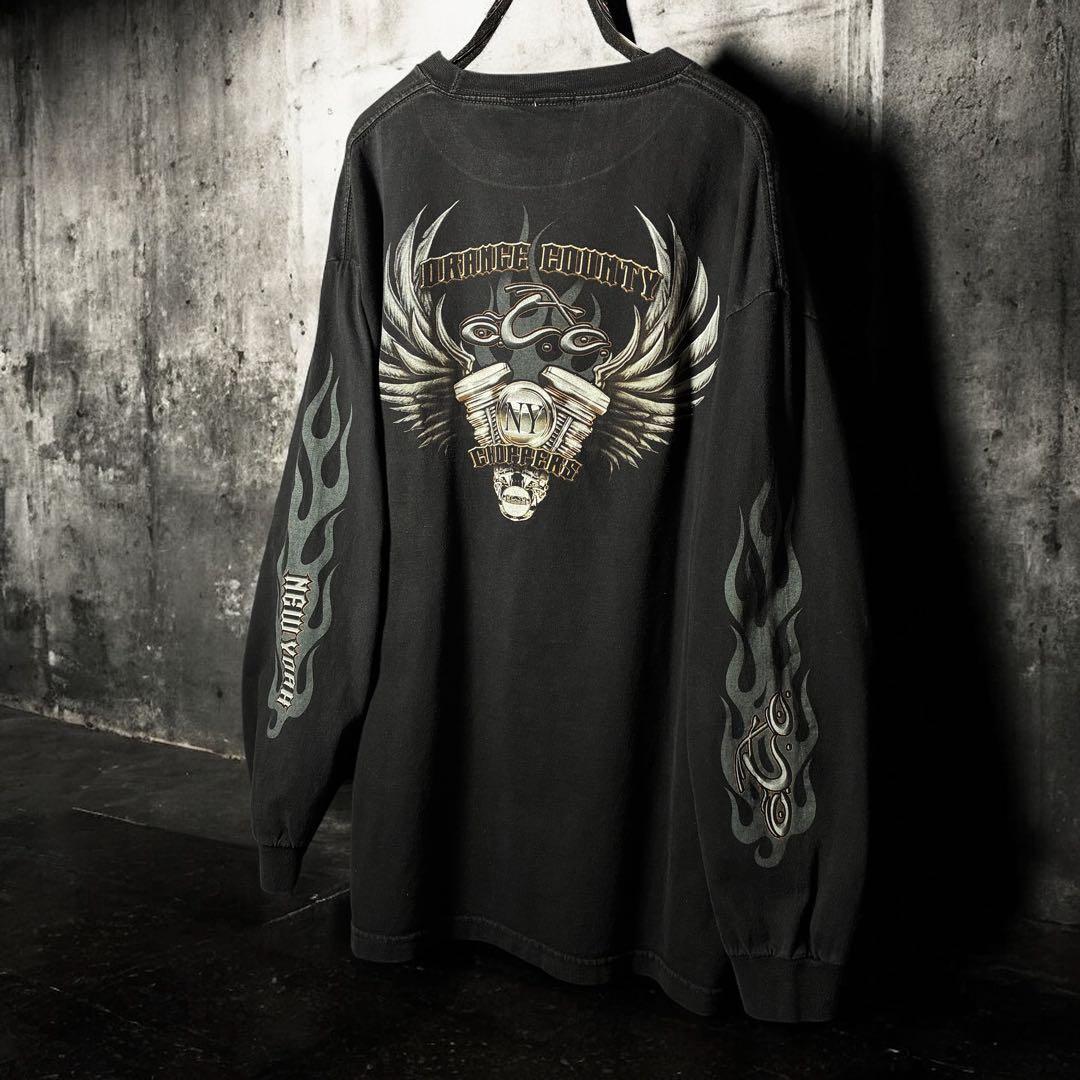 ORANGE COUNTY CHOPPERS ロンT 袖フレイム　チョッパー