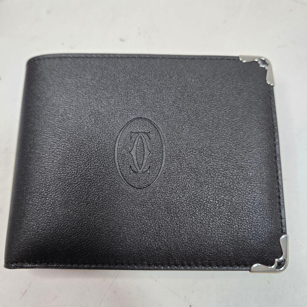 未使用箱付き Cartier 折財布 マストライン ブラック