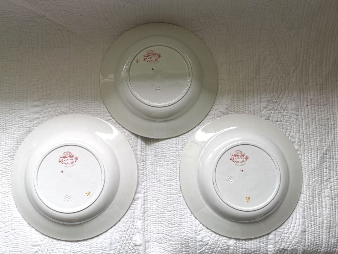 アンティーク サルグミンヌ 花柄φ24.3㌢ディープ大皿 美しい深皿３枚セットα