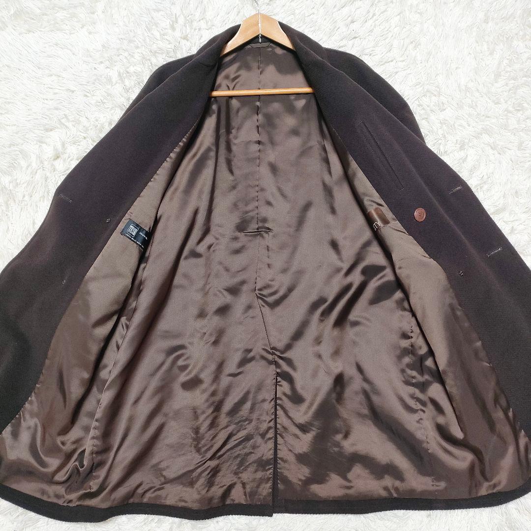 【カシミヤ】ダーバン　ダブルチェスターコート　厚手　ベルト付き　ブラウン　メンズ