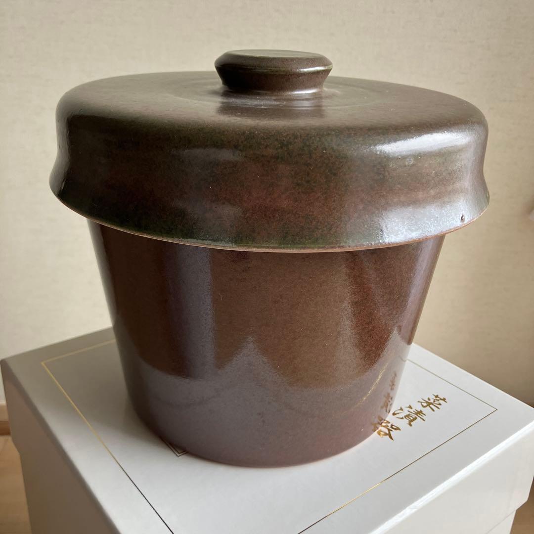 【✨漬け名人】(商標登録第4579022号) ☆陶器製 蓋付き菜漬器(さいしき)