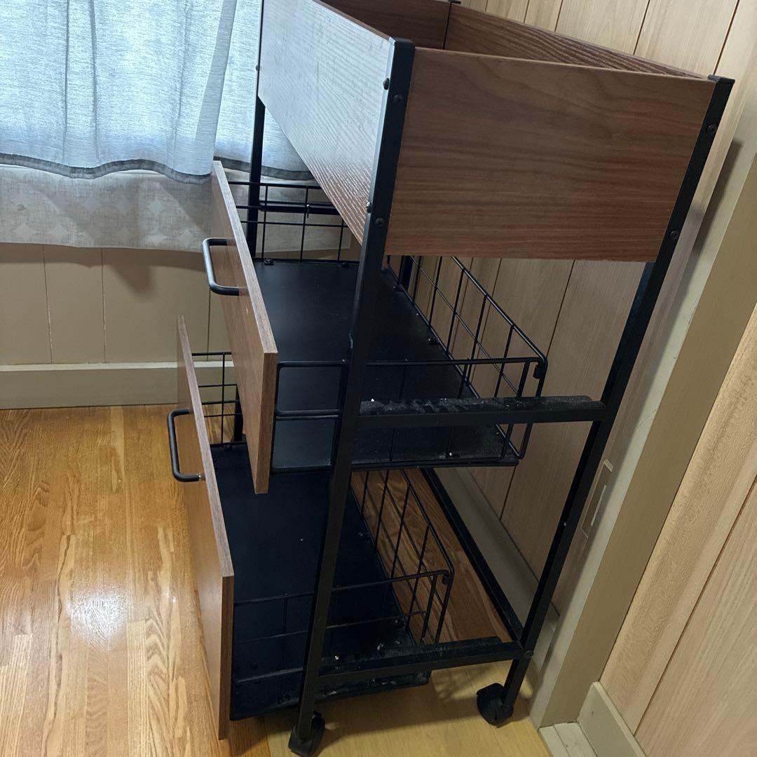 キッチンワゴン キャスター付き おしゃれ 3段 スチールワゴン アイアン 収納