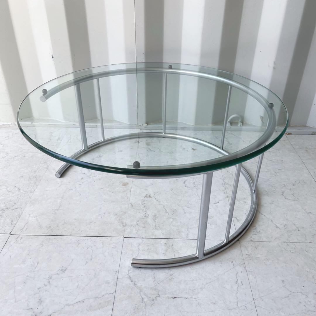 取付無料！HUKLA フクラ TMRB 円形ガラスセンターテーブル✨