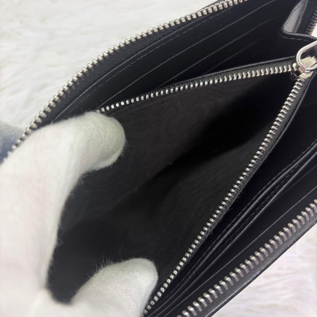 未使用級✨プラダ　長財布　ラウンドファスナー　シャイン　バイカラー　レザー　青