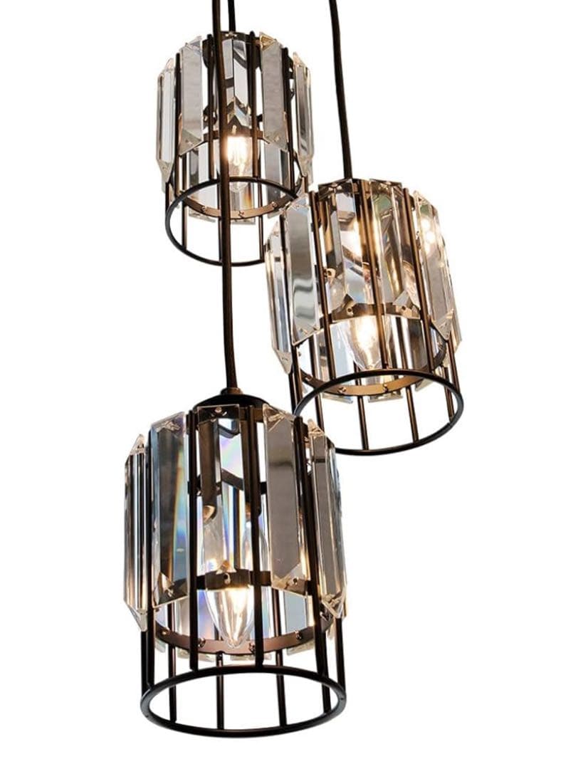 3灯ペンダントライト カットガラス ブラック