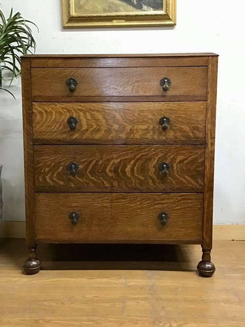 Misako☆管165☆イギリス製☆アンティーク☆オーク材☆4段チェスト