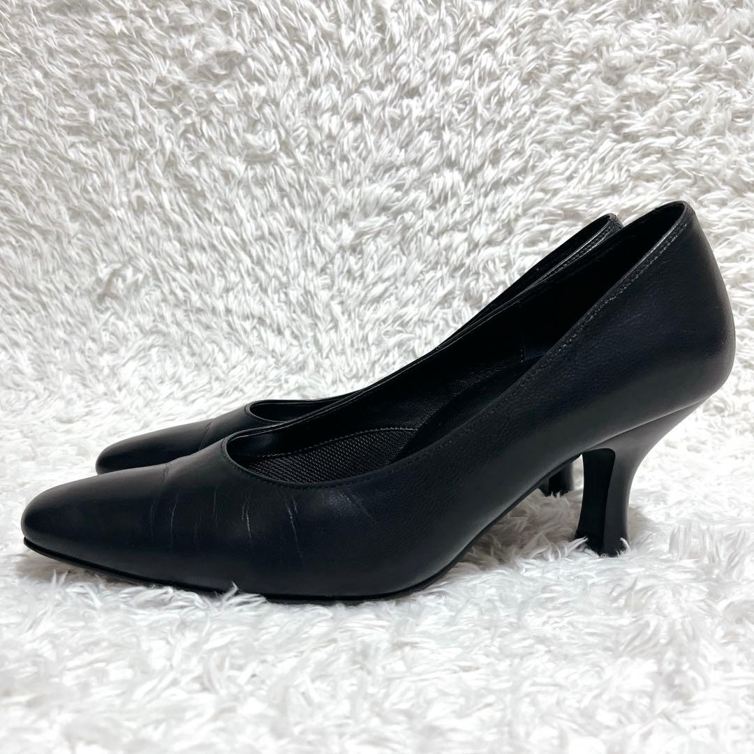 ワコール　サクセスウォーク スクエアパンプス 定番　レザー　黒　24.5cm