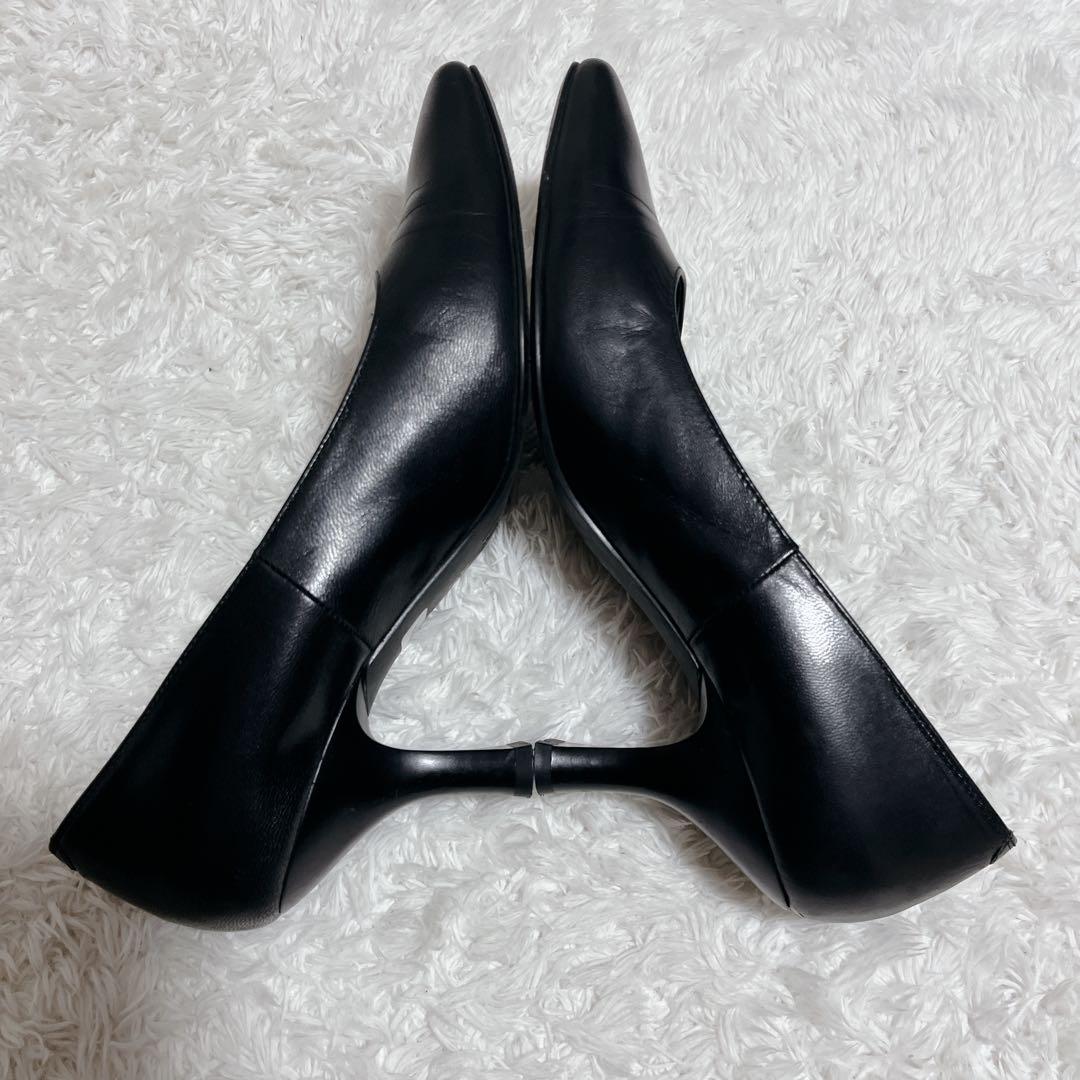 ワコール　サクセスウォーク スクエアパンプス 定番　レザー　黒　24.5cm