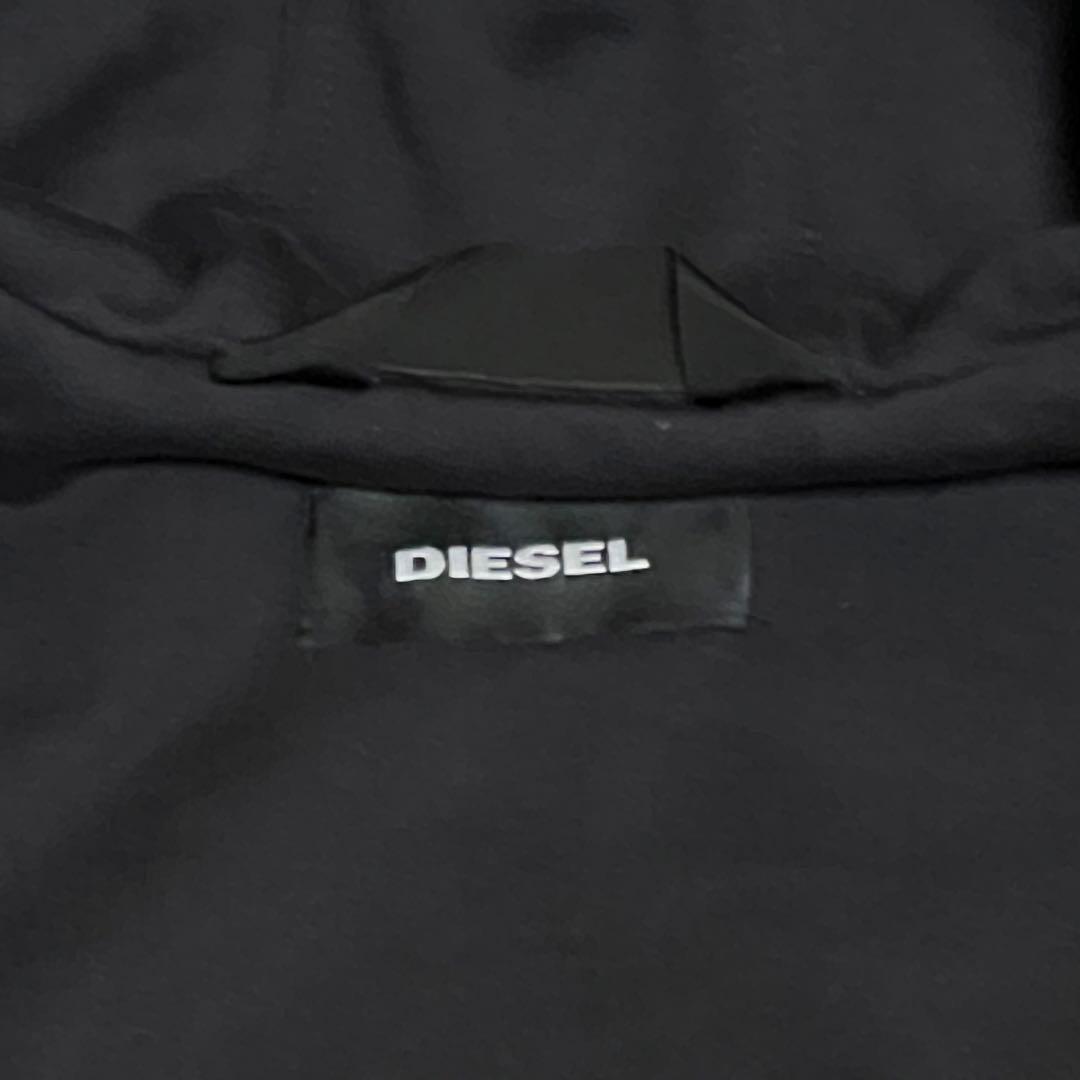 【美品】ディーゼル　レザーメッシュフーディージャケット　羊革　黒　S　レディース