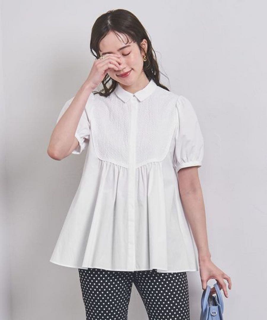 新品タグ付き　ユナイテッドアローズ　エンブロイダリー　コンビブラウス　ホワイト