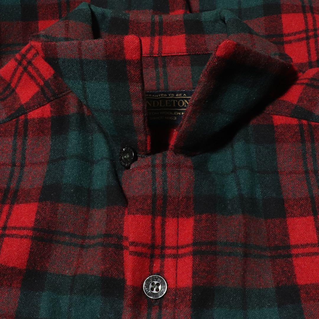 PENDLETON★ボードシャツ★60s 復刻★オープンカラー★ウール★赤 緑