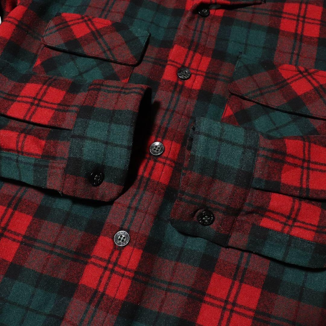 PENDLETON★ボードシャツ★60s 復刻★オープンカラー★ウール★赤 緑