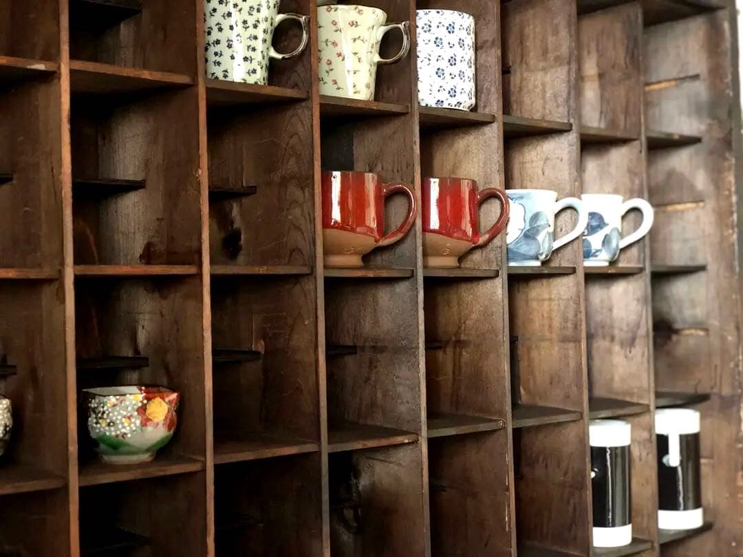 明治〜大正 骨董【職人手製】蕎麦猪口　食器棚 木製棚