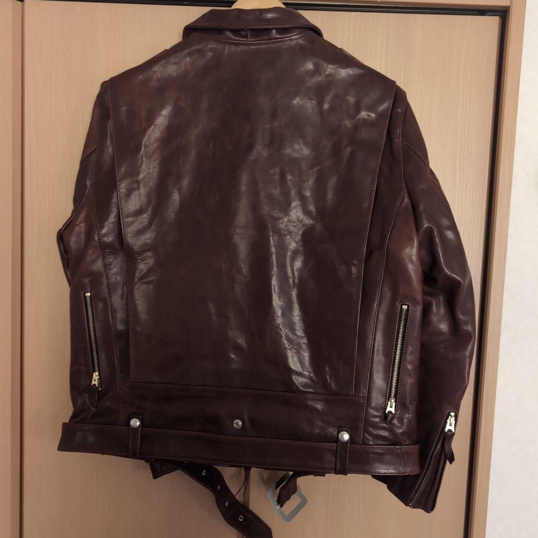 ホースハイドveLuoKIdLY バーガンディ レザーダブルライダース 3XL