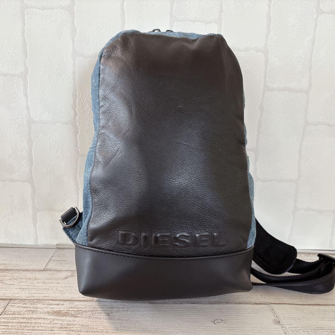 美品✨DIESEL ディーゼル デニム キャンパス レザー ボディーバッグ 希少