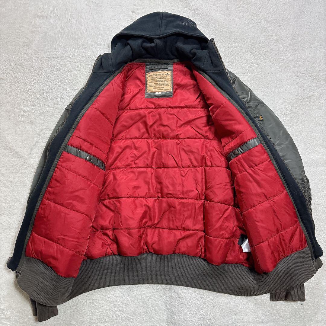 希少5L！ALPHA アルファ MA-1 フード付 ワッペン フライトジャケット