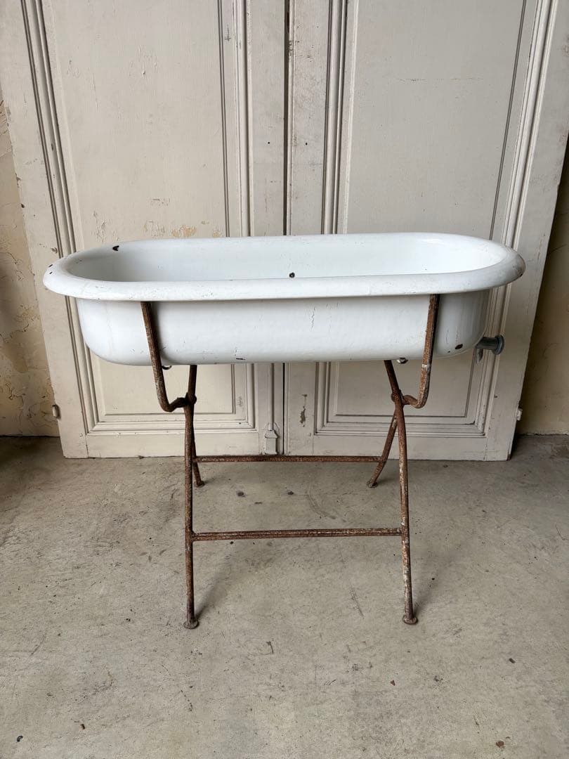 ベビーバス　ホーロー　アンティーク