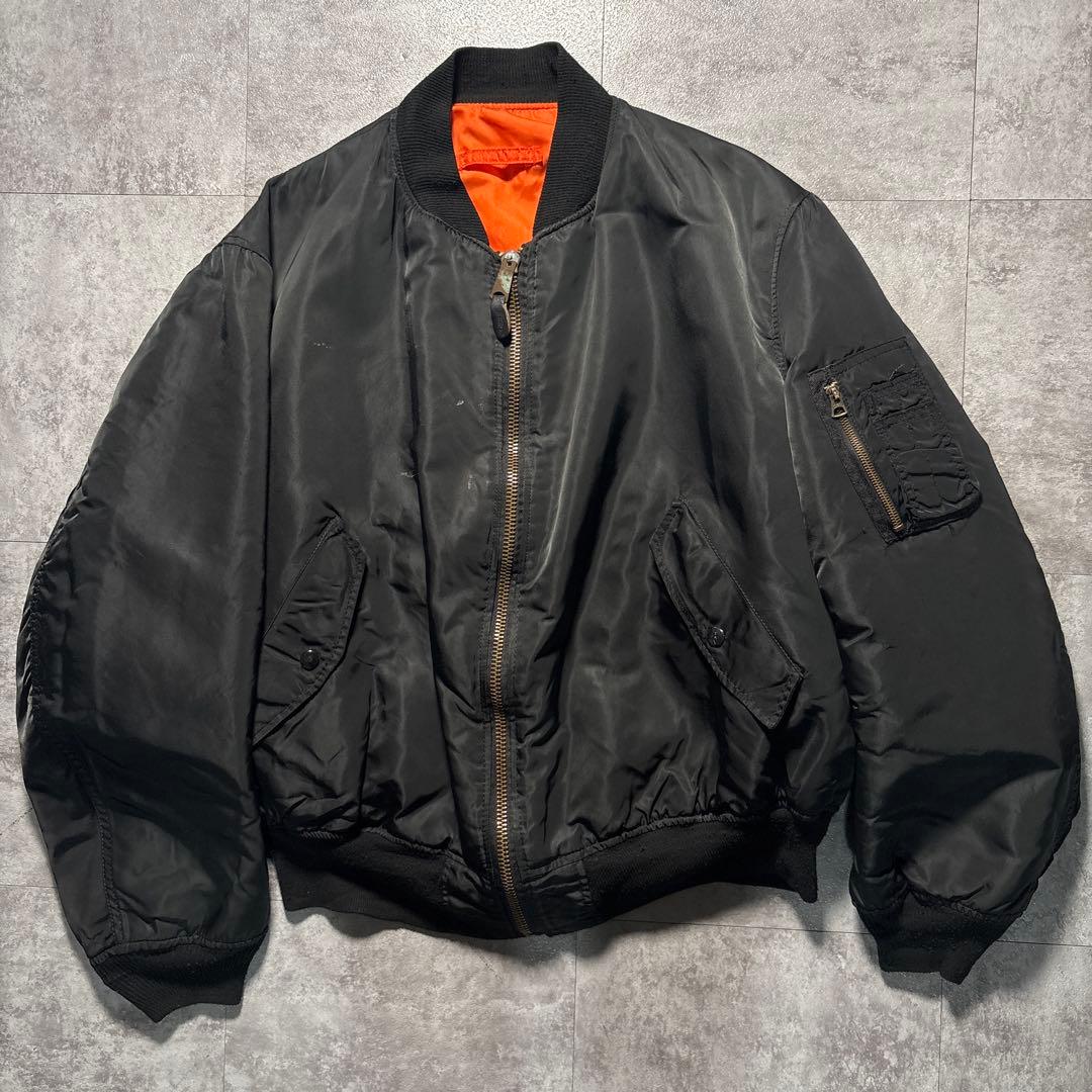 80s alpha USA製　reversible ma-1 ブラック　オレンジ