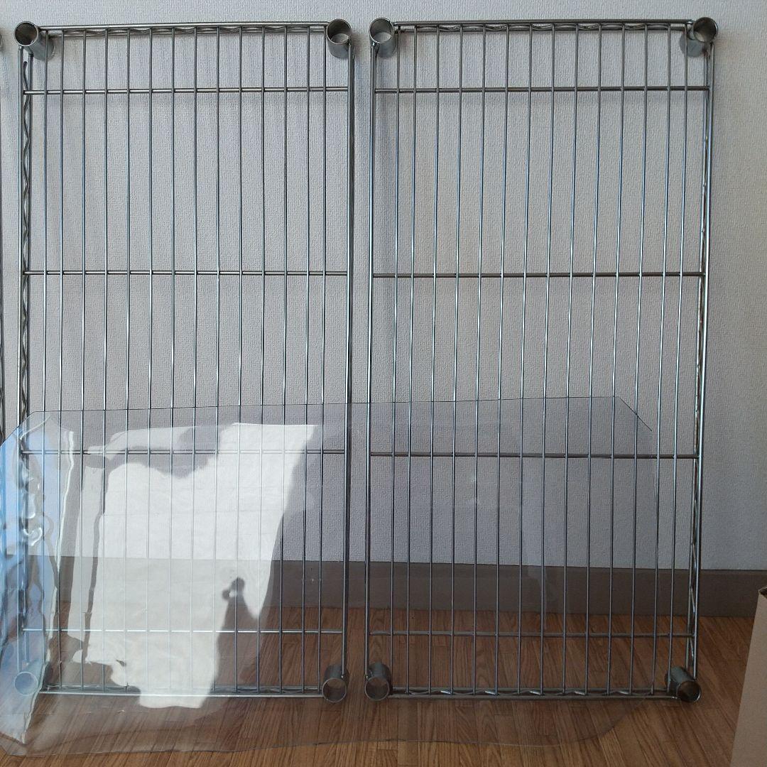 momoホームエレクター 90㎝×45㎝シェルフ棚4枚アクリル板１枚