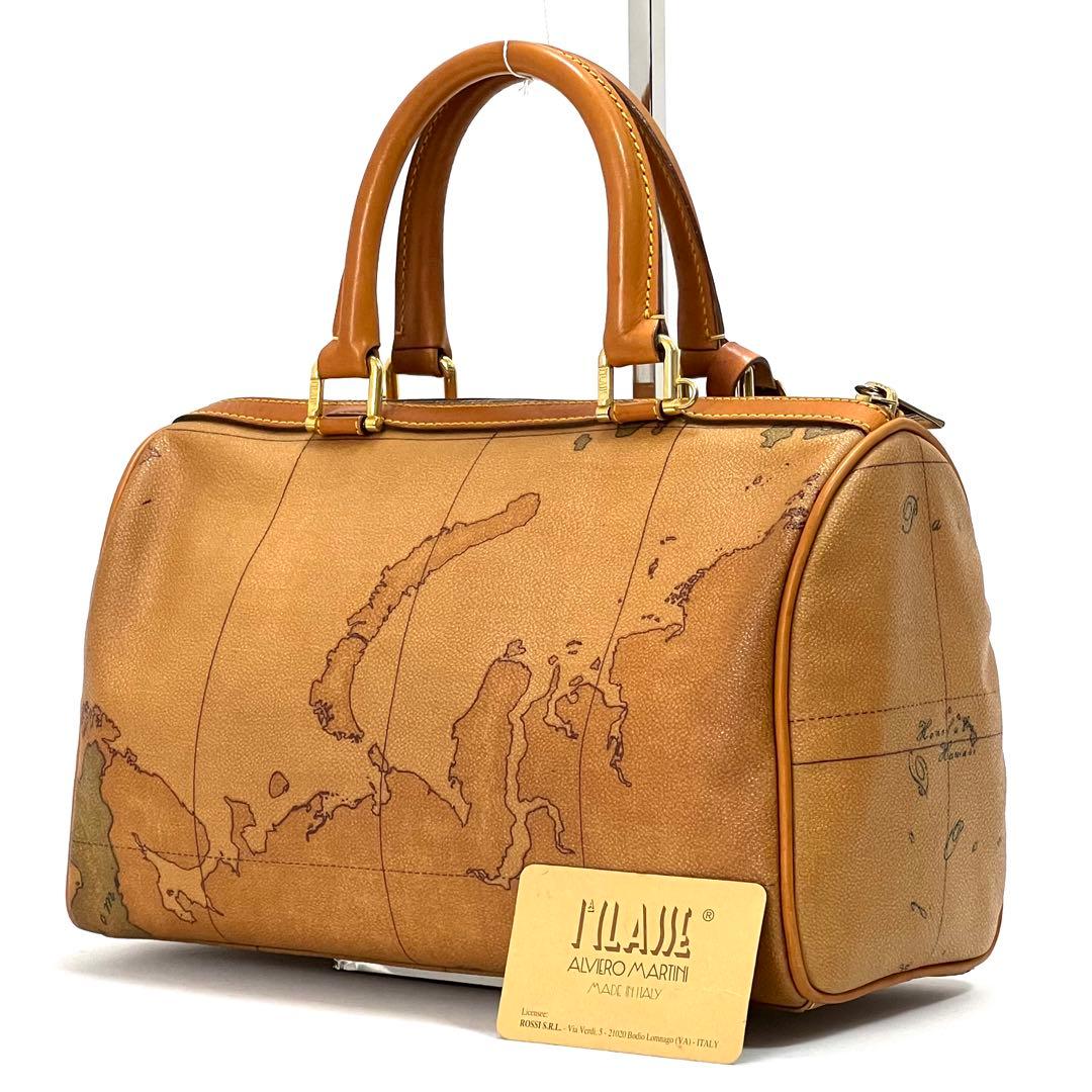 プリマクラッセ　世界地図柄　ハンドバッグ　ミニバッグ　ボストン　PVC　レザー