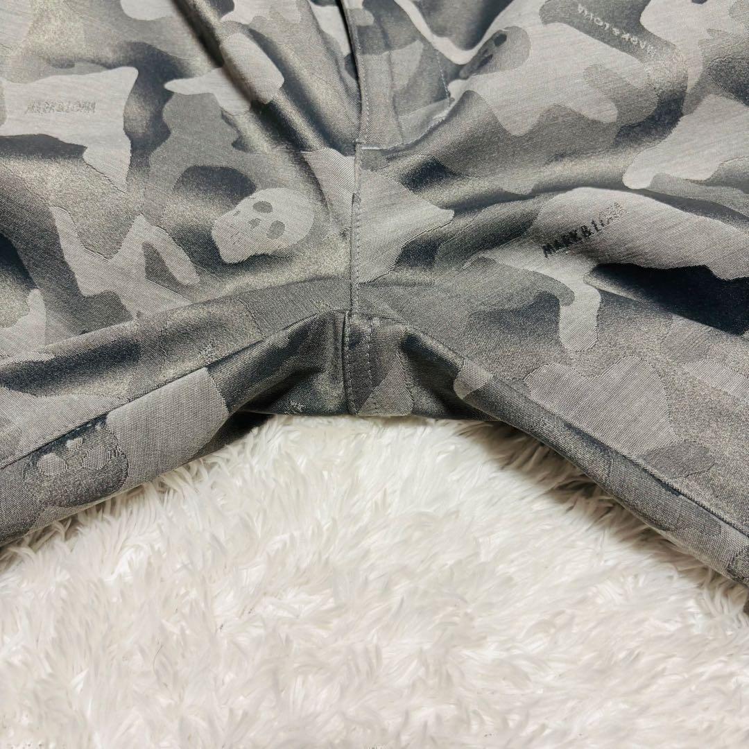 美品 マークアンドロナ パンツ グレー カモフラ 迷彩 スカル ストレッチ L