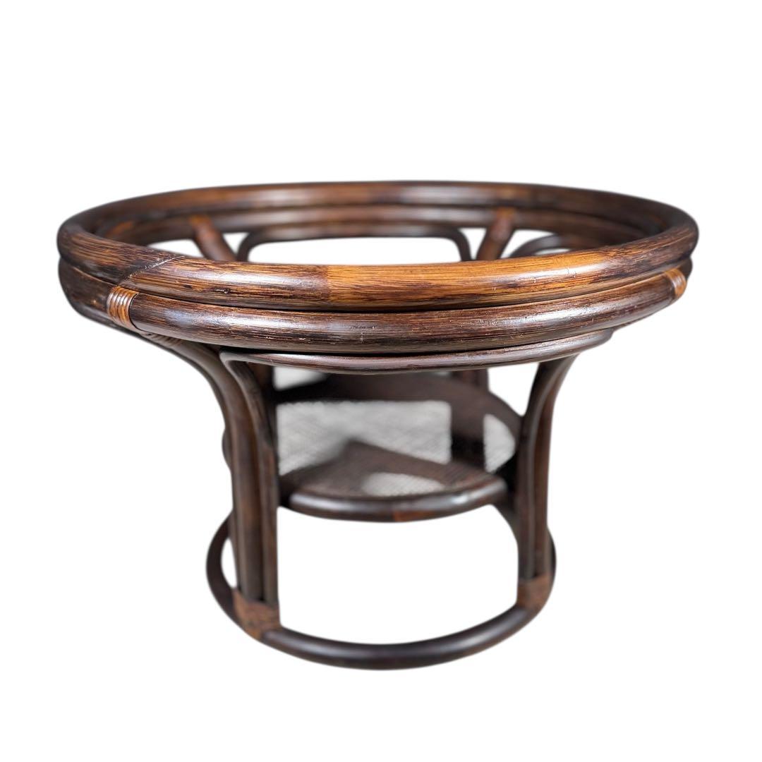 HR779 ラタン　籐　ガラストップテーブル