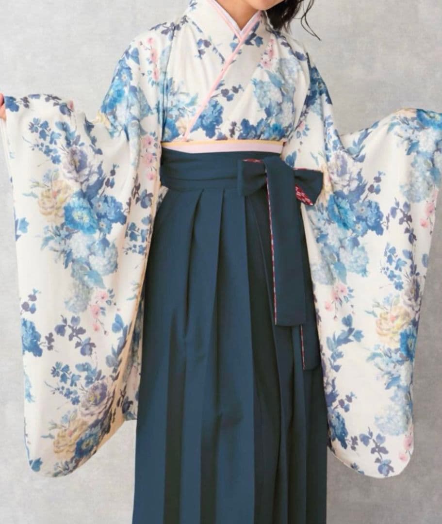 小学生 卒業 袴 Мサイズ ブルー×ネイビー